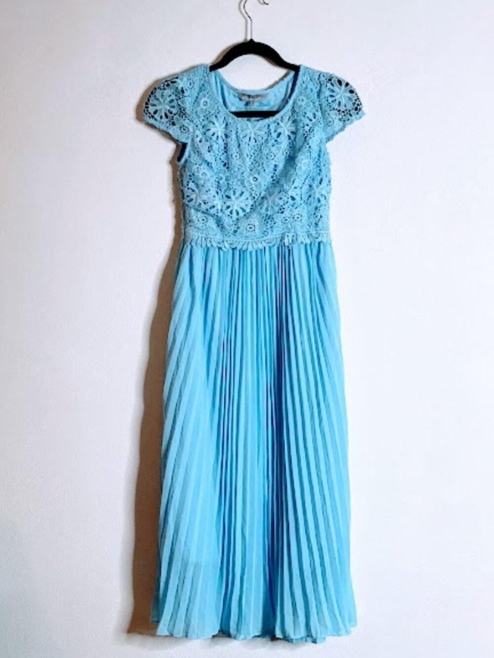 #88990 Girls' Blue Lace Tulle Long Dress